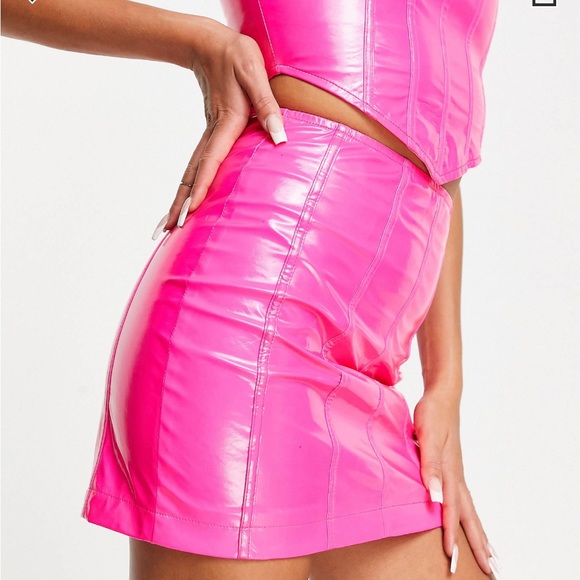 COPY - Collective The Label shine PVC pink corset set from ASOS NWT size 4 - Picture 4 of 12